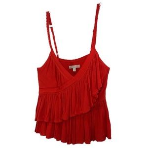 GB Layered Ruffled Spaghetti Strap Top Red